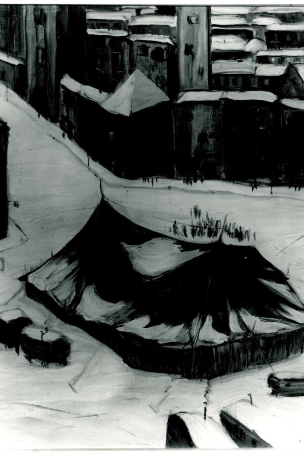 Otta Langer, Cirkus pod sněhem, 1927, olej, plátno